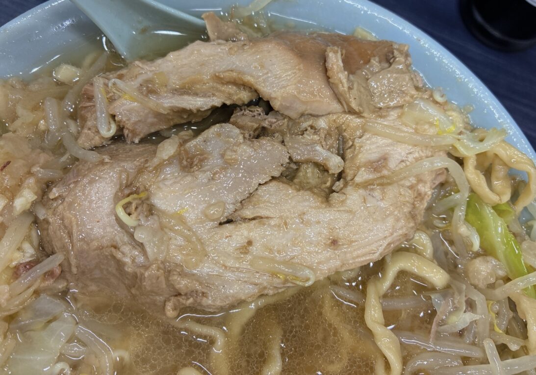 この日の豚は、丼の中でもひときわ存在感がありました。